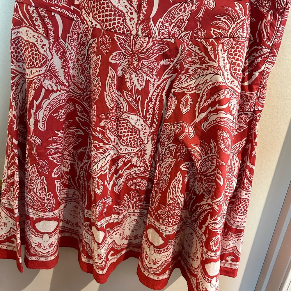 Talbots red and white a line skirt